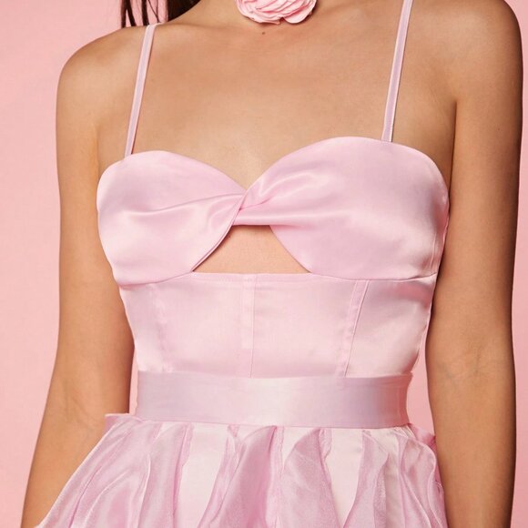 Pink Party Women's Ruffle Edge Pleated Cami Dress - Picture 7 of 8